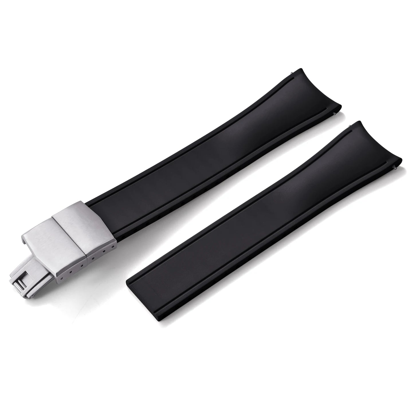 TONJETT for d-elug Curved FKM Rubber Watch Band 20mm 22mm Curved CTS Watch Strap Cut to Size Quick Release Butterfly Buckle