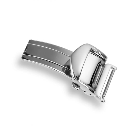 Remplacer pour SEIKO Premier 316L, boucle papillon déployante à ressort en acier inoxydable, bouton en argent poli, fermoirs de montre 16mm 18mm