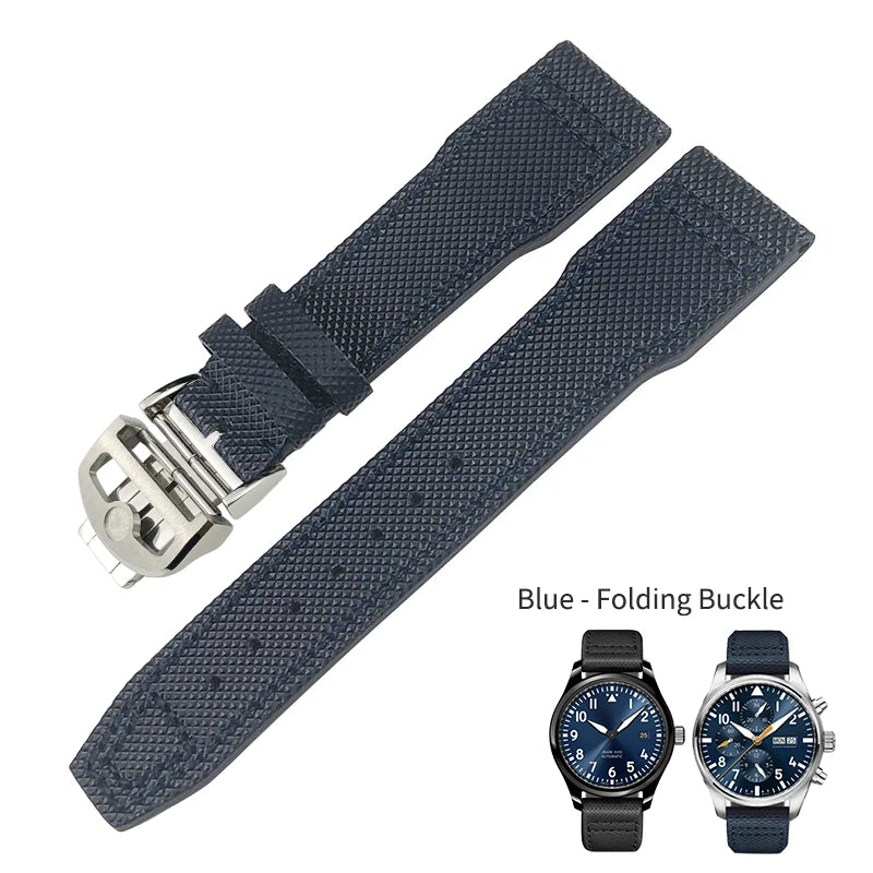 Bracelet de montre en cuir de veau pour homme, bracelet de montre en nylon, bleu, adapté pour Portofino IWC, TOP GUN, Big Pilot SPITFIRE Mark 18, 20mm, 21mm, nouveau