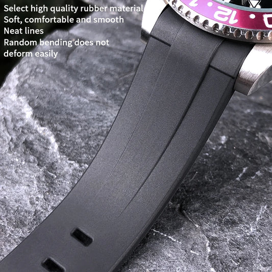 Cinturino per orologio in gomma e silicone per Submariner, RequiGstuff, Oysterflex, Rolex, Omega, MoonSwatch, SeATM, 19mm, 20mm, 21mm, 22mm