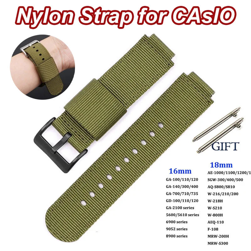 Nylon Strap for Casio F91W AE-1200 1300 F-108 SGW-300/400/500 W-800H, Quick Release Canvas Watch Band, Men's Accessories, 16mm 18mm