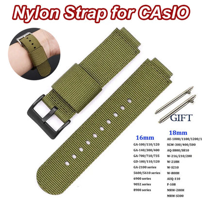 Nylon Strap for Casio F91W AE-1200 1300 F-108 SGW-300/400/500 W-800H, Quick Release Canvas Watch Band, Men's Accessories, 16mm 18mm
