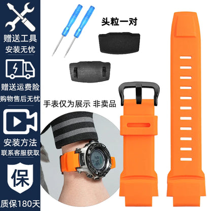 Bracelet de montre convexe en silicone souple, pour Casio PROTREK série PRW 3500 2500 5000 prw5100 PRG 250T 270 prg550 200