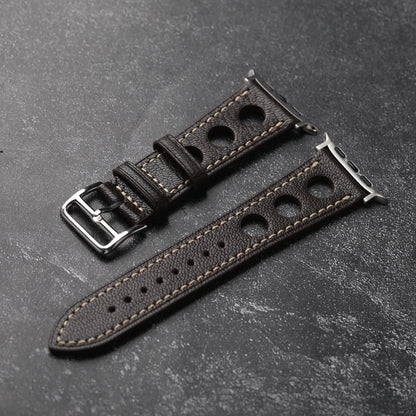 Handmade Breathable Leather Strap for Apple Watch S10 Ultra 2, Brown, Black, Goatskin, 46mm, 45mm, 49mm