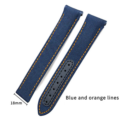 Bracelet de montre en tissu nylon de haute qualité avec base en cuir, adapté à Omega Seamaster Diver 300M AT150 Aqua Terra |   19 mm 20 mm 21 mm
