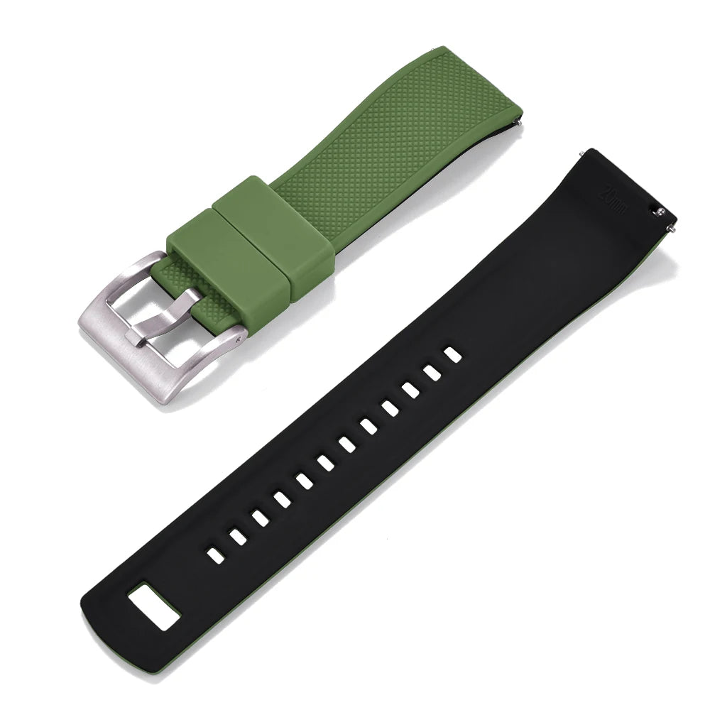 Nouveau bracelet de montre en Silicone Double couleurs personnalisé à dégagement rapide 20mm 22mm bracelet de montre doux Durable bracelets de montre de remplacement ceintures