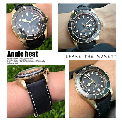 Handmade Brown Genuine Calf Leather Watch Strap, 22/23mm, for Zenith Tudor Black Bay Bronze Blancpain, Vintage Watch Band
