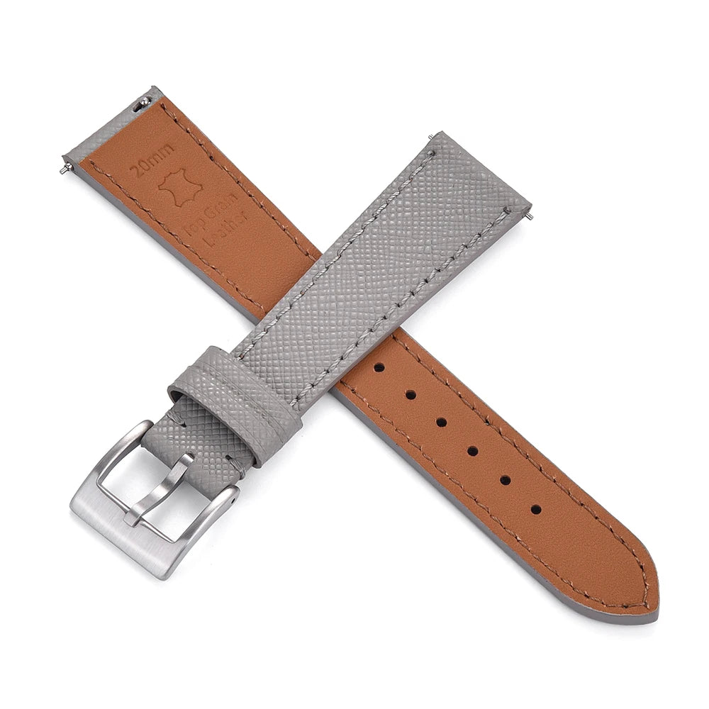 Bracelet de montre Durable en cuir cousu Vintage classique à dégagement rapide 18mm 19mm 20mm 21mm 22mm 23mm 24mm bracelet de montre en cuir Saffiano