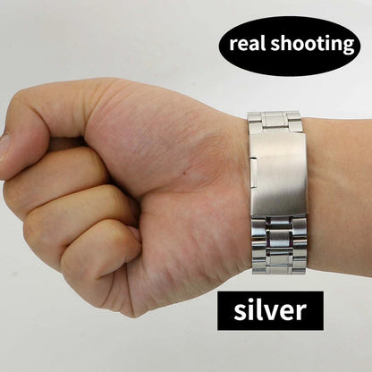 12 14 16 18 19 20 21 22 24mm High Quality Solid Stainless Steel Curved End Watch Band Bracelet Accessories with Tool