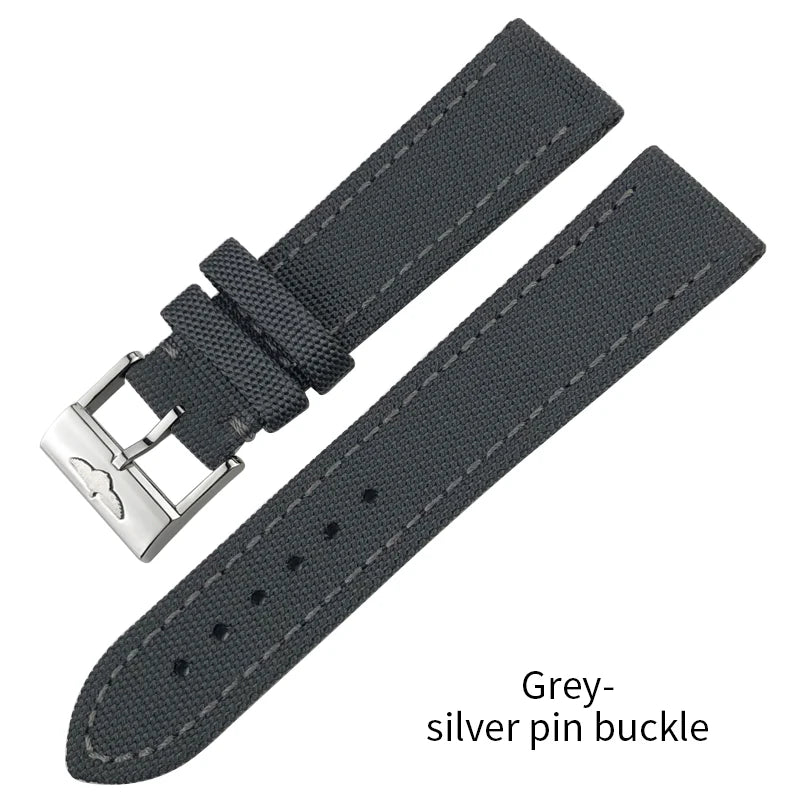Bracelet de montre en cuir et nylon épais de qualité, 21mm 22mm, pour Breitling Avenger CHRONOMAT NAVITIMER SUPEROCEAN, bracelet de montre à fond jaune