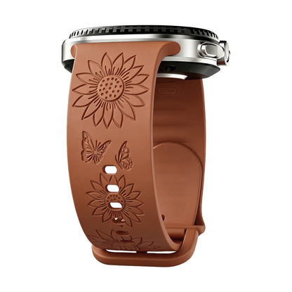 Cinturino in silicone per Samsung Galaxy Watch 8/9, 44 40 mm, incisione a girasole, cinturino Galaxy Watch 8 Classic 46 mm