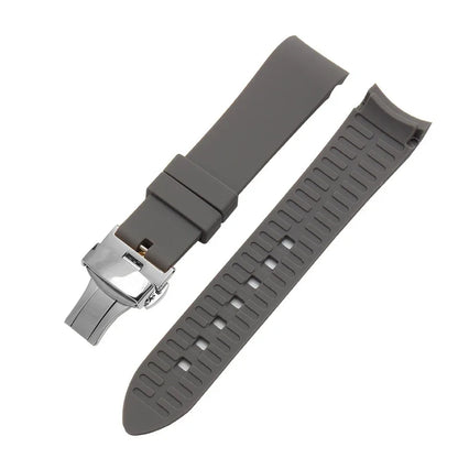 Bracelet de montre en Silicone, 18/19/20/21/22/24mm, extrémité incurvée, pour montre Rolex Water Ghost, pour Seiko, Bracelet en caoutchouc, boucle papillon