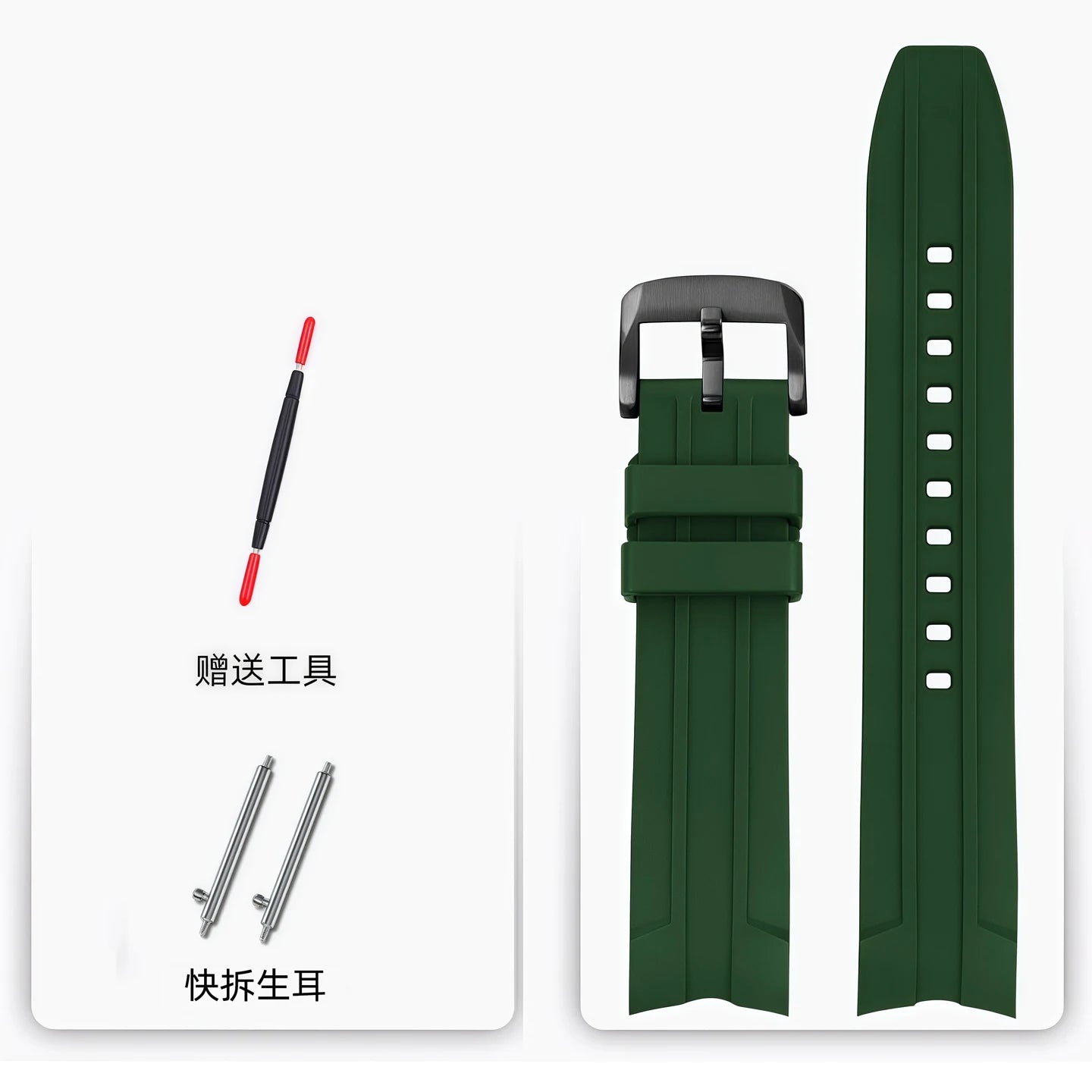 21mm FKM Fluorine Rubber Quick Release Strap for Longines Conquest L3.781/L3.782/L3.742.2 Hydroconquest, Men's Fluorine Rubber Watch Band