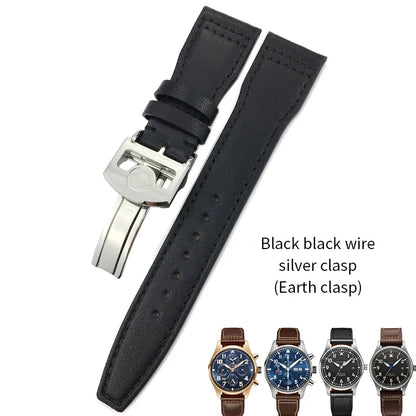Bracelet de montre en cuir de vache de haute qualité, 20mm 21mm 22mm, adapté à IWC Big Pilot Spitfir Mark 18 Portfino, bracelet de montre noir en cuir de veau