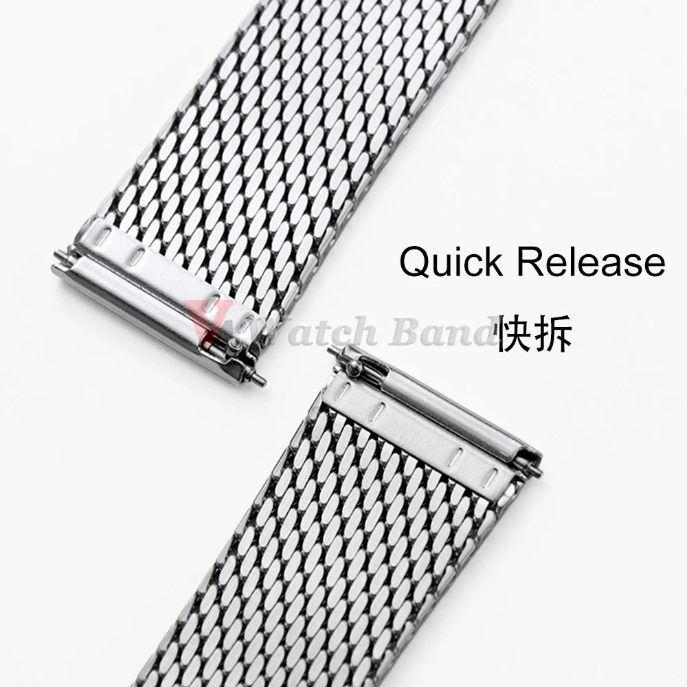 For Omega Seamaster 20mm Stainless Steel Watch Bracelet 20MM for Omega 007 Silver Mesh Bracelet Watch Strap Breathable Flat Design