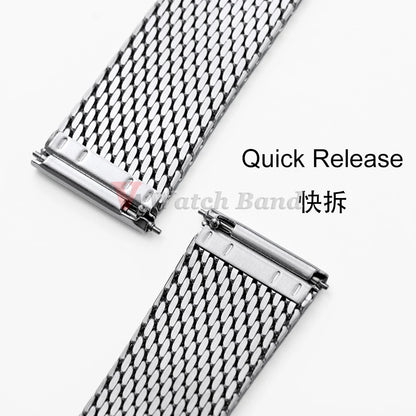 For Omega Seamaster 20mm Stainless Steel Watch Bracelet 20MM for Omega 007 Silver Mesh Bracelet Watch Strap Breathable Flat Design
