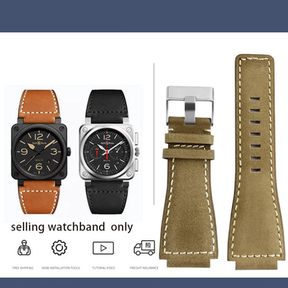Cinturino in vera pelle da uomo, accessori speciali per orologi, cinturino da 24 mm, serie BELL ROSS BR01 BR03