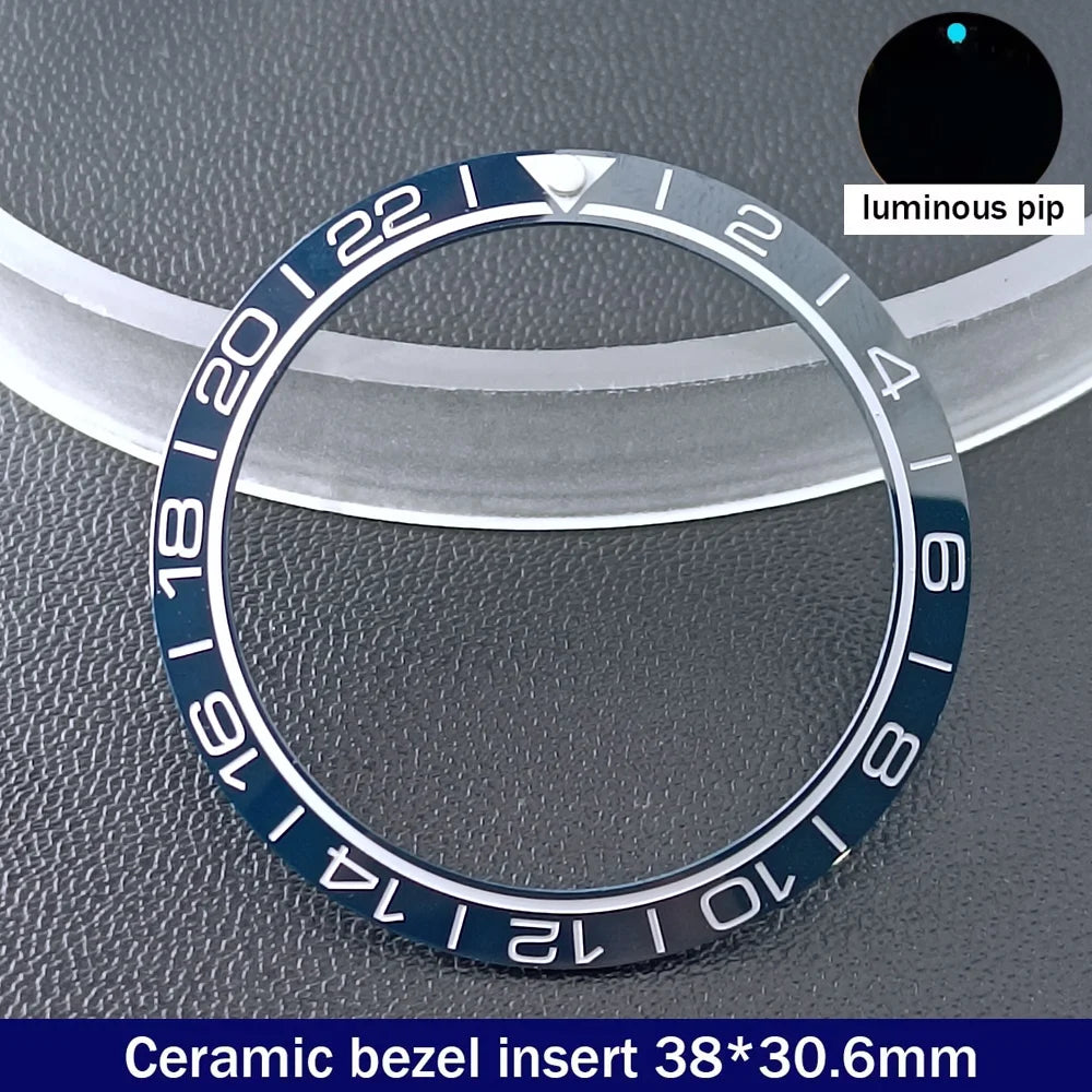 38mm x 30.6mm Sloped Ceramic Bezel GMT and Diving Watch Insert for 40mm Men's Watch Replacement Watch Bezel Inserts