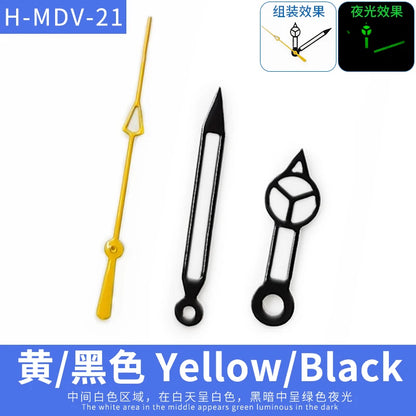 MDV-106 Luminous Watch Hands for Casio Marlin/Duro Miyota 2115 MDV 106, Black/Silver/Gold Watch Hands, Hour, Minute, Second
