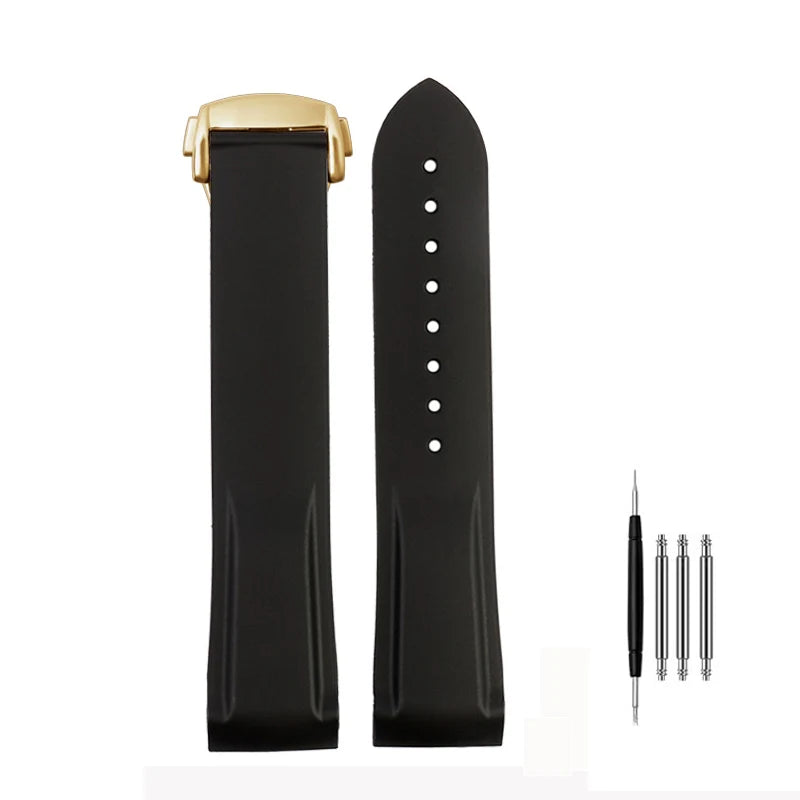 Cinturino per orologio da uomo in gomma e silicone, fibbia pieghevole, estremità curva, per Omega Seam84300 Speedmaster, 20 mm 21 mm 22 mm