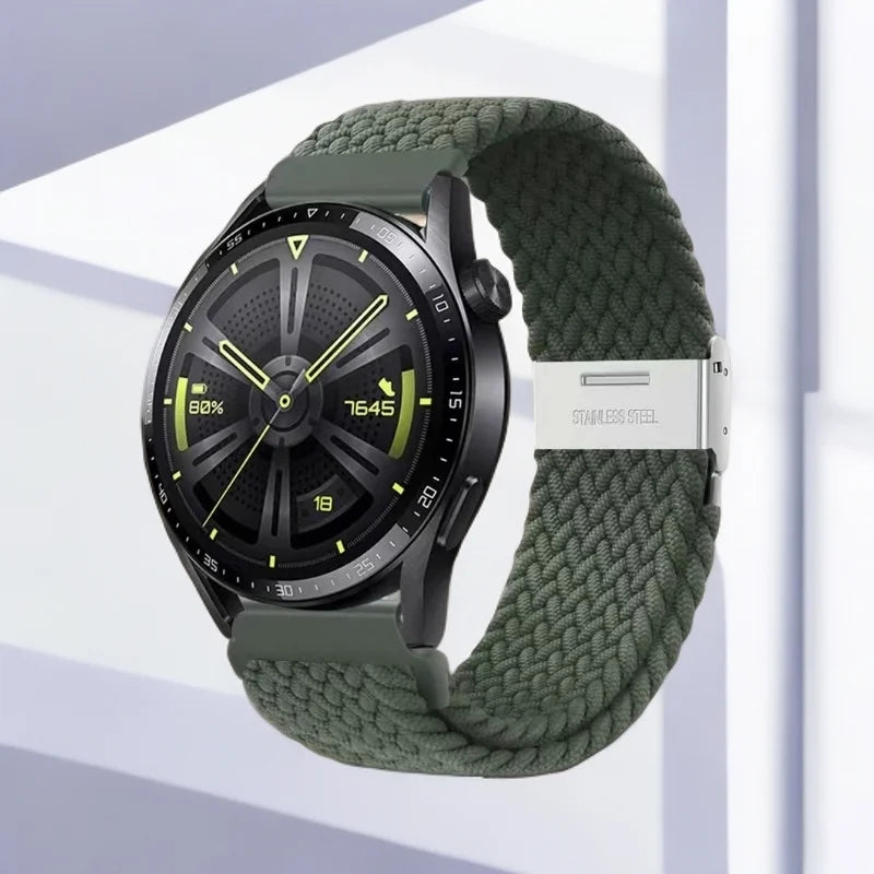 Boucle tressée universelle 18/20/22mm pour Samsung Watch 7 6 5 4 3/Amazfit GTS4 3 2/Huawei Watch GT6 5 4 3 2/Garmin Vivoactive 5