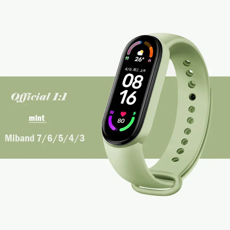 Official silicone strap for Xiaomi Mi Band 4 5 6 7, sports watch, Miband4 Miband7 Correa Mi band 3 4 5 6 7 bands