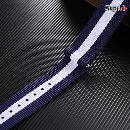 16/18/20mm Nylon Watch Band, Universal Canvas Strap for Men and Women, One-Piece Woven Bracelet