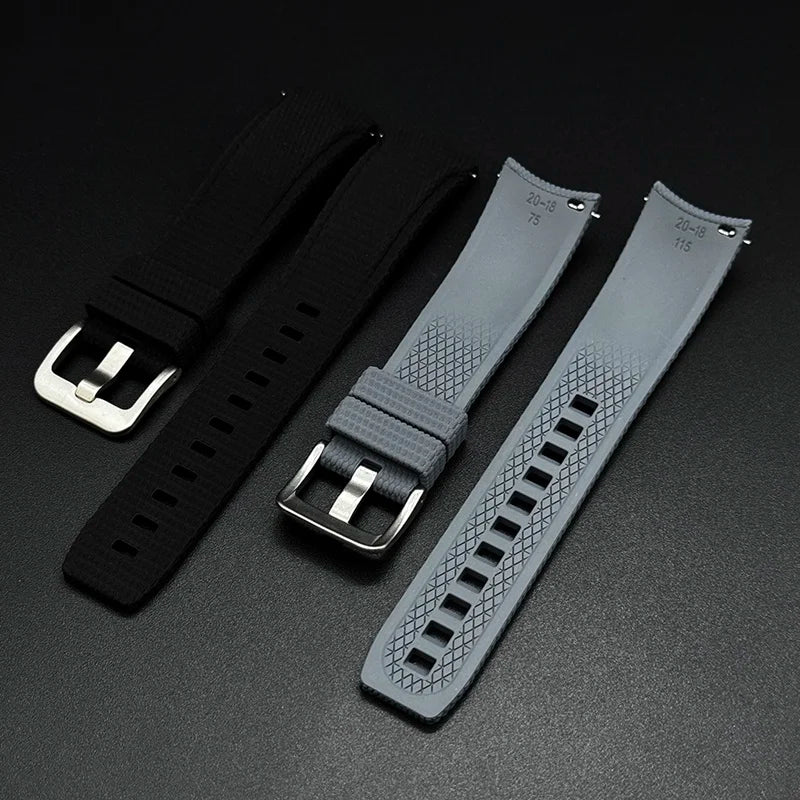 Cinturino in gomma FKM curvo a sgancio rapido per Omega Seamaster, Rolex, Seiko, Longines, Tissot, 20 mm, 21/22 mm