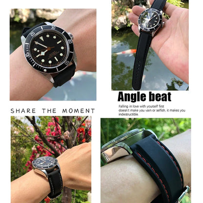 Soft Natural Rubber Watch Strap, 18mm 20mm 22mm, Suitable for HUAWEI GT SEIKO SKX IWC Tudor 19mm 21mm, Silicone for Tissot Diving Bracelet