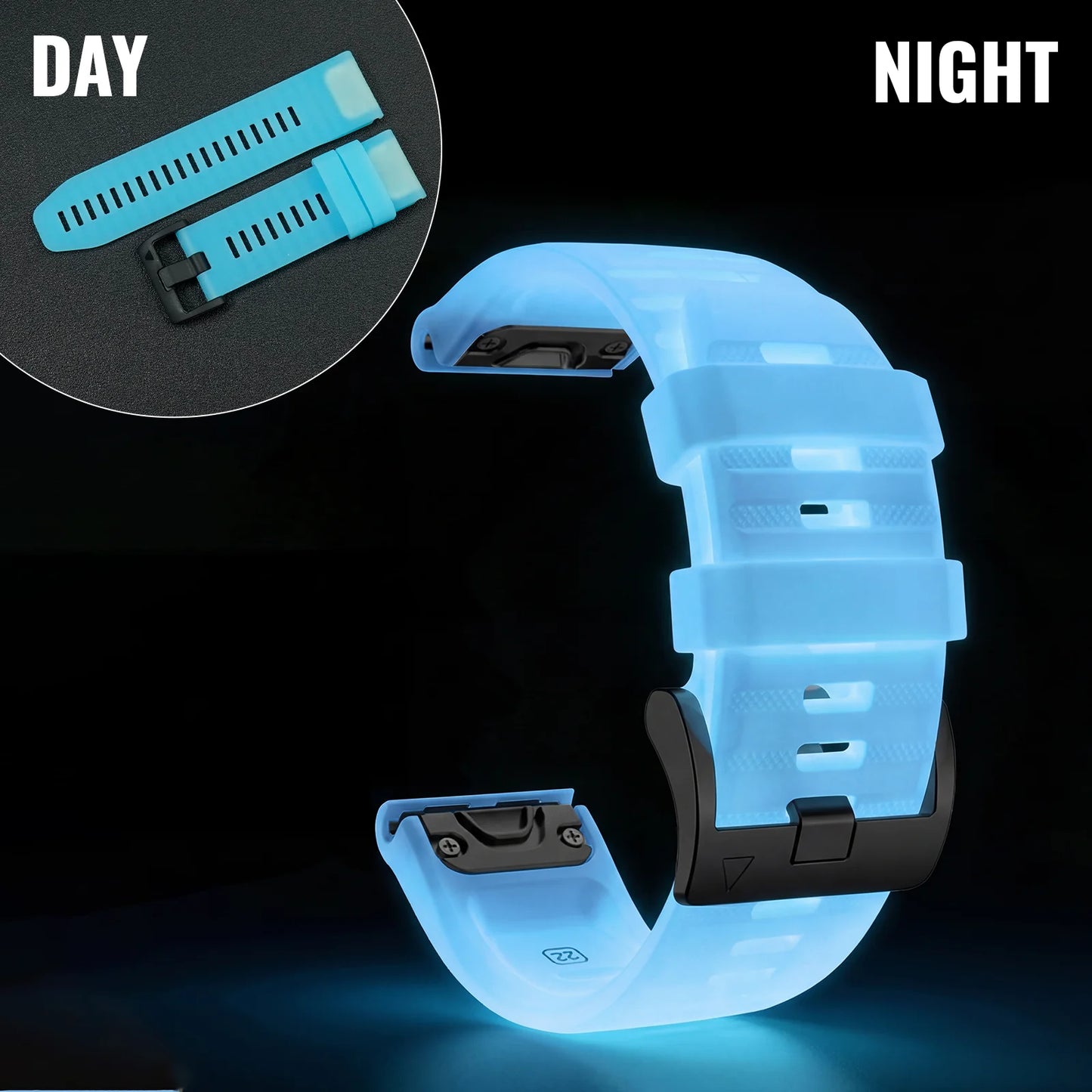Cinturino per orologio in silicone luminoso Quick Fit 22 26 mm per Garmin Fenix 6 6X 7 7X 5 5X Plus Epix Pro Enduro 3 Forerunner 970 965 Fenix8