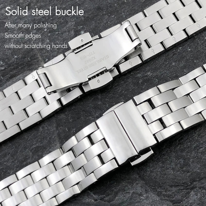 Cinturino per orologio con estremità curve in acciaio inossidabile di alta qualità, 20mm, per MIDO BARONCELLI M8600, bracciale per orologio in argento massiccio e oro rosa