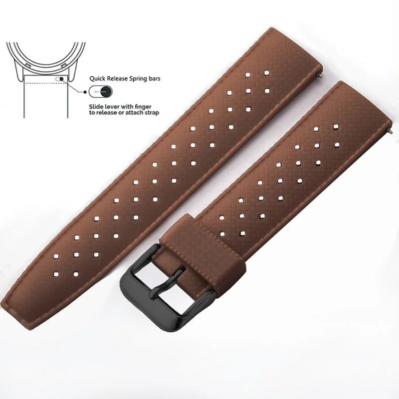 Bracelet de montre en Silicone Tropical bracelet de montre à dégagement rapide 18mm 20mm 22mm bracelet de montre intelligente Tropic en caoutchouc pour Oris Seiko Citizen