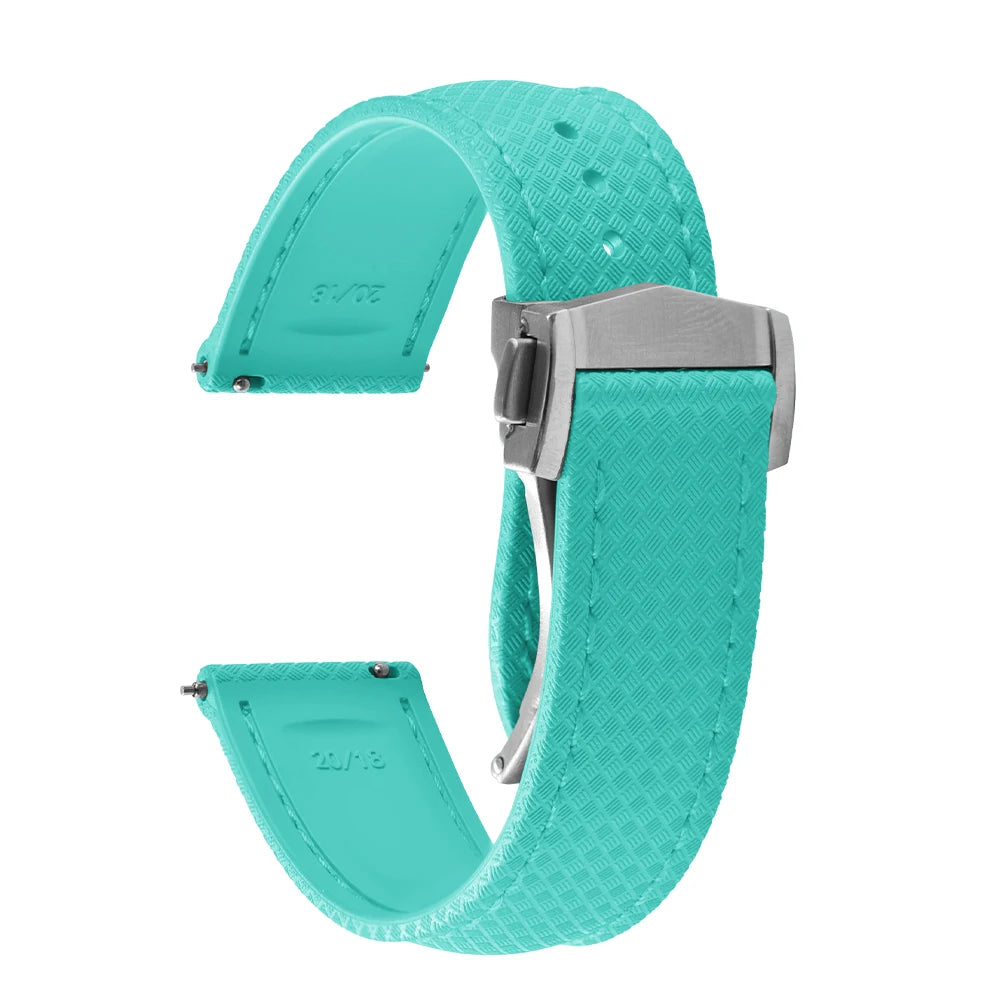 FKM Waterproof Rubber Watch Band Quick Release Deployment Clasp Straps 20mm 22mm Universal Watch Bracelet
