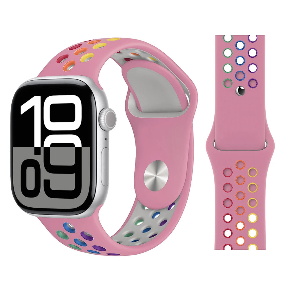 Bracelet en Silicone pour bracelets de montre Apple 46mm 44mm 45mm 40mm 41mm 42mm, Bracelet de Sport Correa iWatch série 11 10 9 SE 8 7 6 5