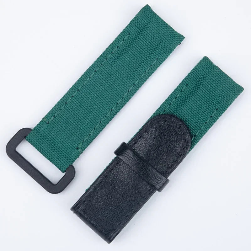 Bracelet de montre en nylon et cuir noir et blanc, 20 mm, extrémités courbées, deux barres à ressort, réglable, pour Rolex DAYTONA SUBMARINER diw Wat