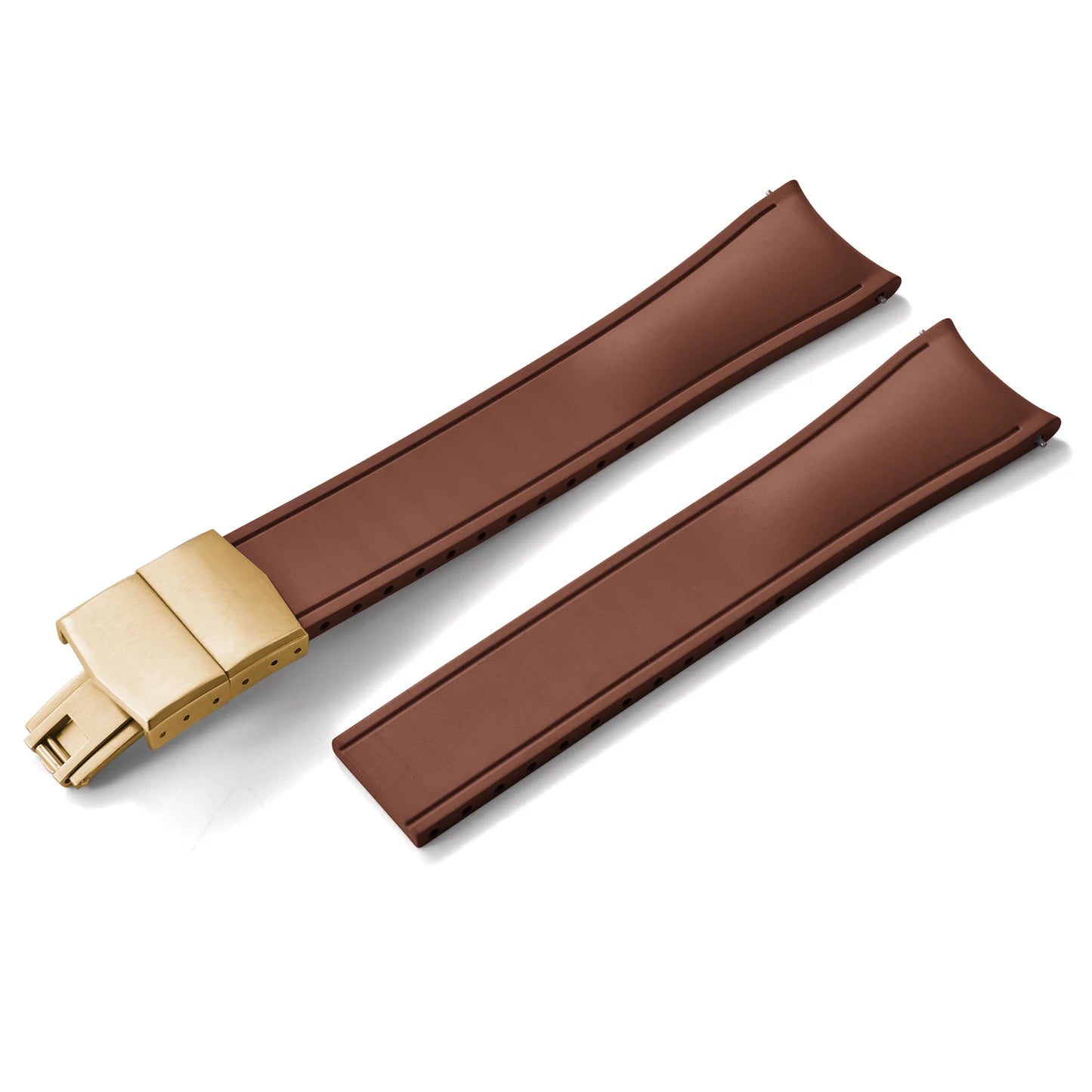 TONJETT for d-elug Curved FKM Rubber Watch Band 20mm 22mm Curved CTS Watch Strap Cut to Size Quick Release Butterfly Buckle