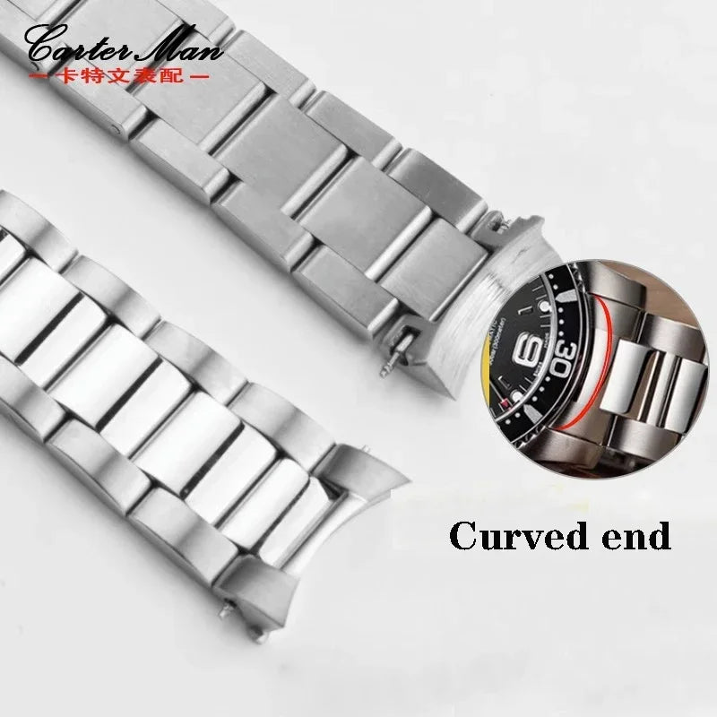 Cinturino in acciaio inox a estremità curve per Longines Concas Master Conquest Hydro Conquest L3.642.4 L3.781.4, cinturini per orologi da 21 mm