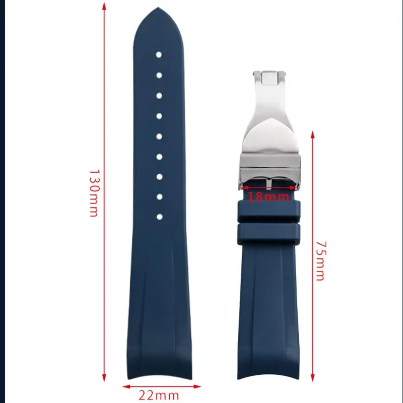 Bracelet de montre en caoutchouc fluoré FKM, extrémité incurvée de 22mm, pour bracelet Tudor Black Bay Pelagos, bracelet de montre Black Bay GMT ChronoHeritage, cadran de 41mm