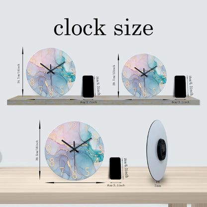 Orologio da parete moderno con motivo effetto marmo, vetro temperato spesso 4 mm, ideale per soggiorno, camera da letto, cucina, arredamento casa, orologio al quarzo silenzioso, regalo per le vacanze, 12 pollici, 14 pollici, 16 pollici.