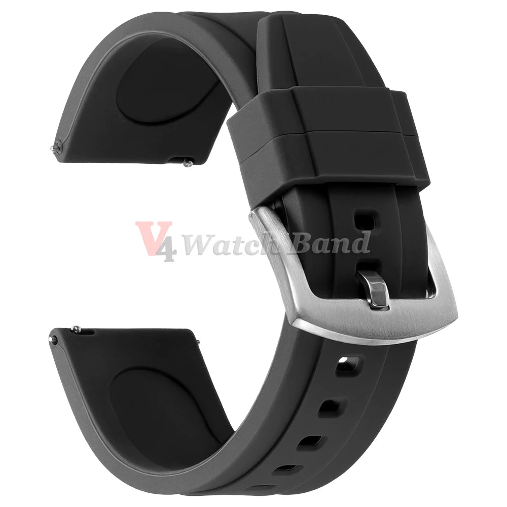 Bracelet de montre sport en silicone souple noir, marron, orange, bleu – Bracelets de 20 mm et 22 mm à libération rapide en caoutchouc de silicone