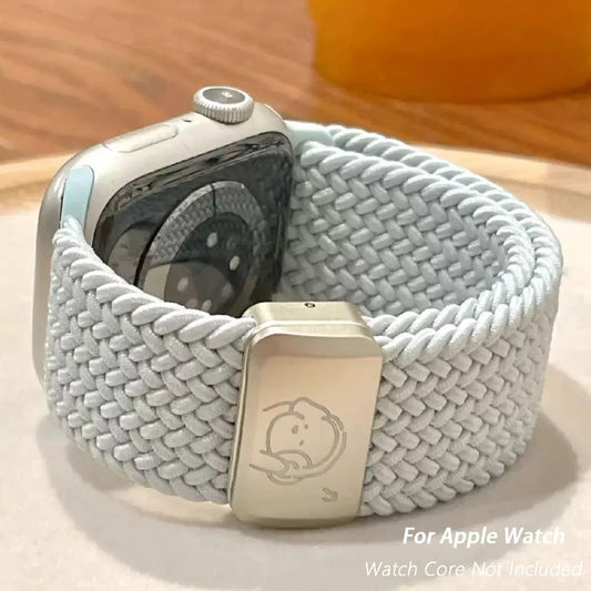 Music Dog 编织尼龙表带，配磁吸扣，适用于 Apple Watch 42 46 40mm 45mm 41mm 44mm 49mm iWatch 7 4 3 5 6 8 9 10 Ultra