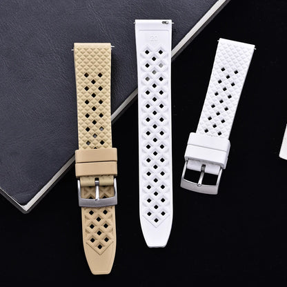Bracelets de montre en caoutchouc FKM tropical premium 20 mm 22 mm à dégagement rapide, motif nid d'abeille, respirants et poreux pour Seiko SRP775
