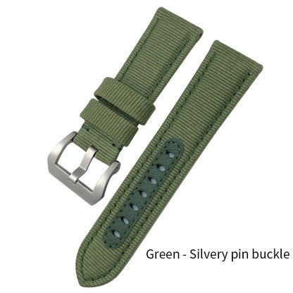Cinturino per orologio in nylon da 24 mm per Panerai Submersible Luminor PAM verde blu grigio, in tessuto, tela, nuovo, con strumenti gratuiti