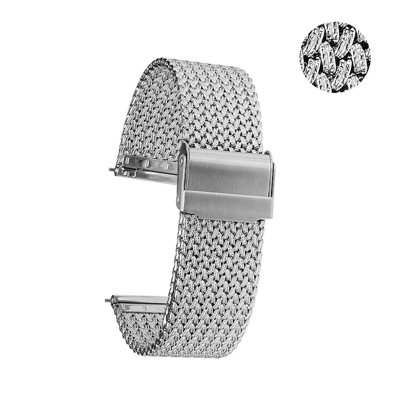 Shiny Milanese mesh watch strap, 316L stainless steel, 20mm braided, for Seamaster, No Time to Die 007