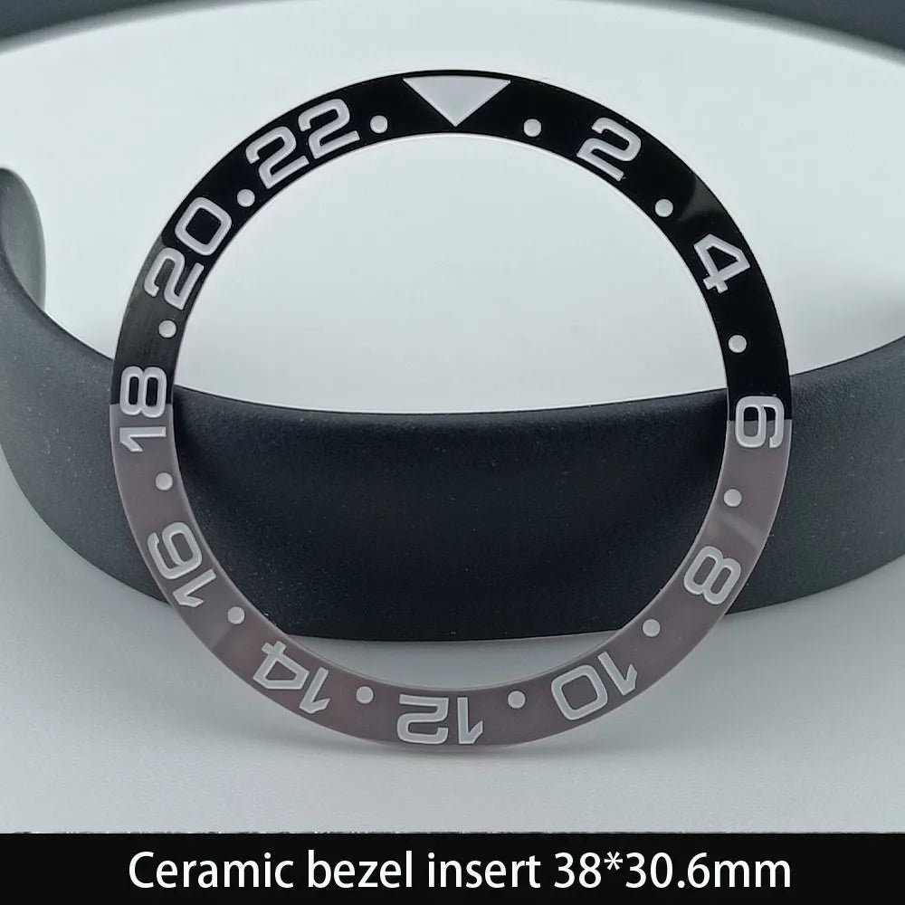 38mm x 30.6mm Sloped Ceramic Bezel GMT and Diving Watch Insert for 40mm Men's Watch Replacement Watch Bezel Inserts