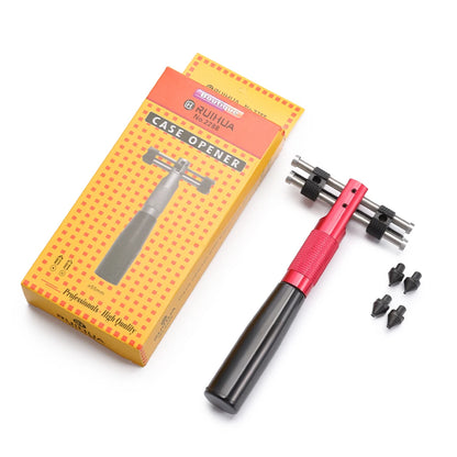 3-in-1 metal watchmaker tool: Adjustable case opener, press to close and open the case back, watch movement holder