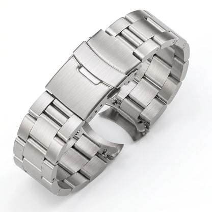 Bracelet de montre à extrémités courbes brossées, compatible avec SKX007 SKX009, 20 mm, 22 mm, en acier inoxydable argenté et noir