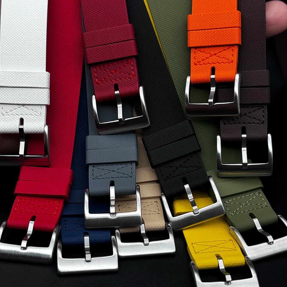 Bracelet de Montre Nato Caoutchouc Siliconé Boucle Brossé - 24,5cm