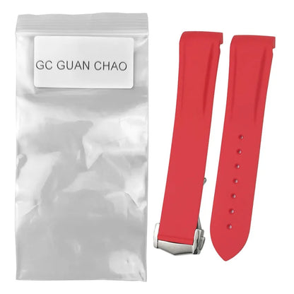 GC GUAN CHAO-Bracelet de Montre en Caoutchouc à Extrémité Incurvée, Souple, Noir, Bleu, Rouge, Orange, avec Structure Pliable en Métal, 20mm, 21mm, 22mm, 19mm