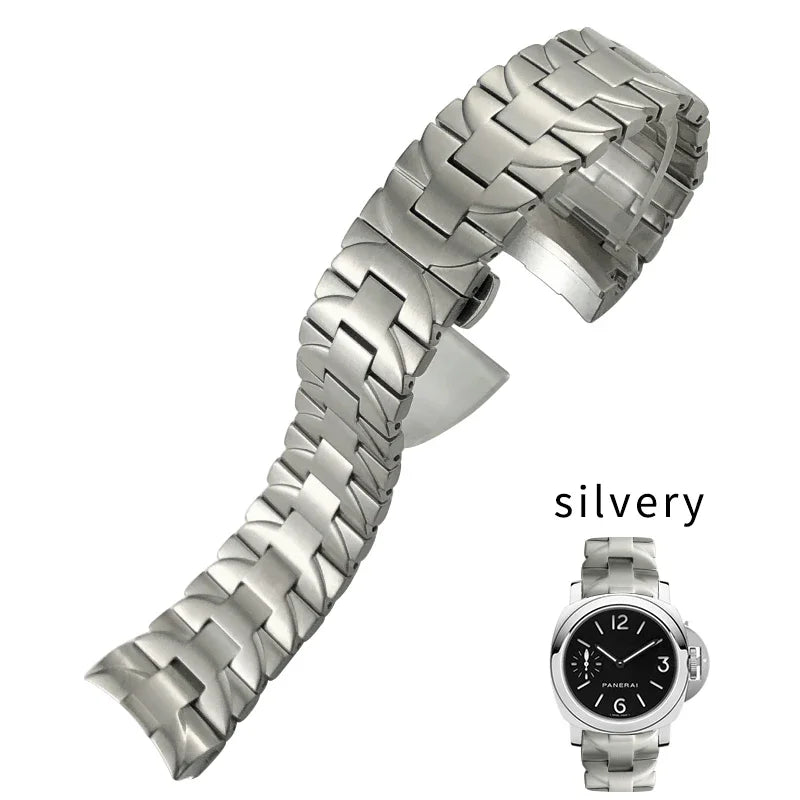 Bracelet de montre en acier inoxydable massif 316L, pour Panerai PAM441 111 382 PAM1314, Bracelet en acier pour hommes, boucle papillon, 24mm